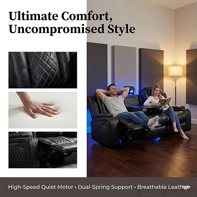 3-Piece Leather Power Recliner Sofa Set