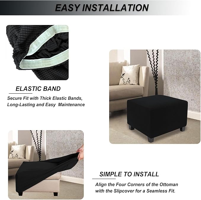NeColorLife Stretch Ottoman Cover Square Oversized Soft Knitted Jacquard Thick