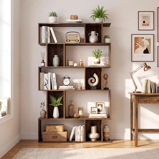 Giantex 5-Tier Bookshelf, 10-Cube Geometric Book Case