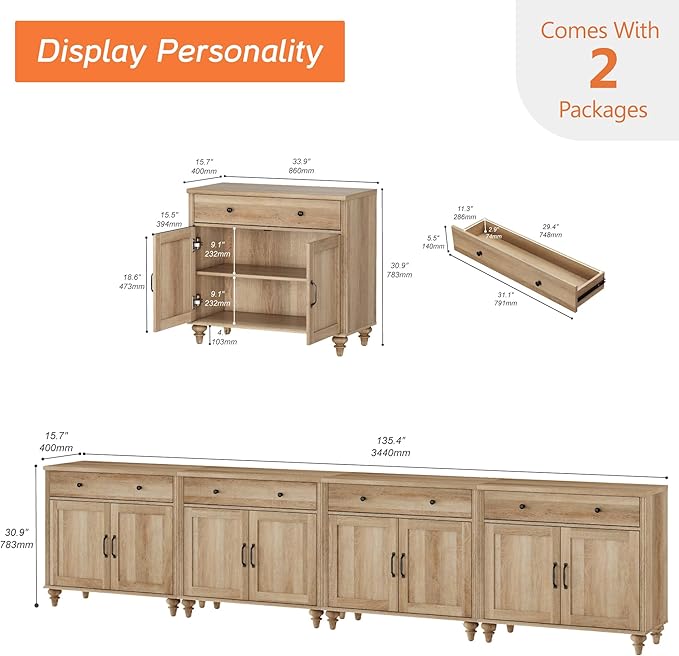 WAMPAT Farmhouse TV Stand for 85 inch TV