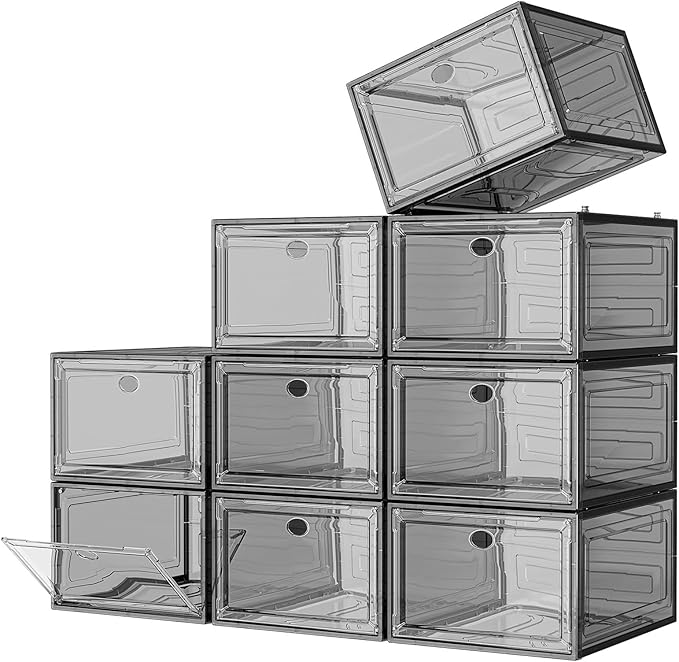 7 code Large Clear Shoe Boxes Organizer【Thicker Material】 Stronger Shoe Box