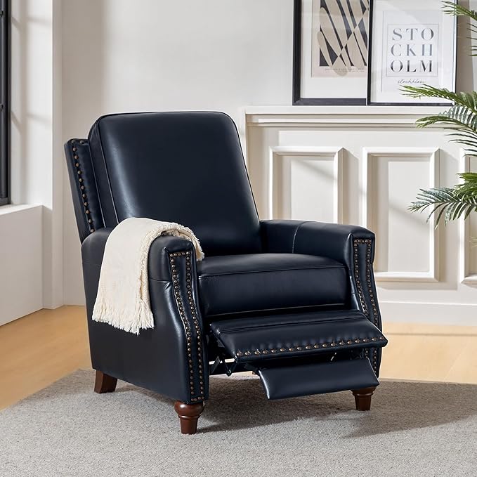 HULALA HOME Genuine Leather Manual Recliner Chairs Set of 2