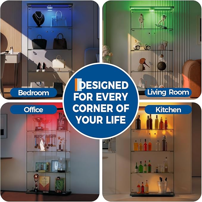 IDEALHOUSE Tempered Glass Display Cabinet