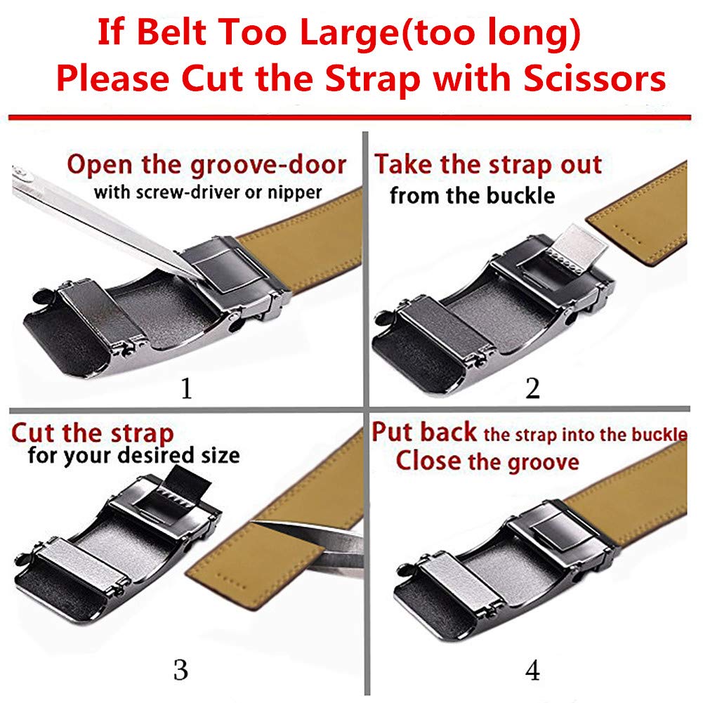 guvoosm Men's Belt Ratchet Leather Dress Suit Casual Jeans Belts -Trim to fit-35cm wide-505-TAN-125