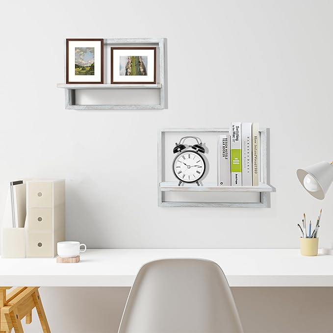 PHOENANCEE Square Floating Shelves, Framed Wall Shelf Decorative Set of 4