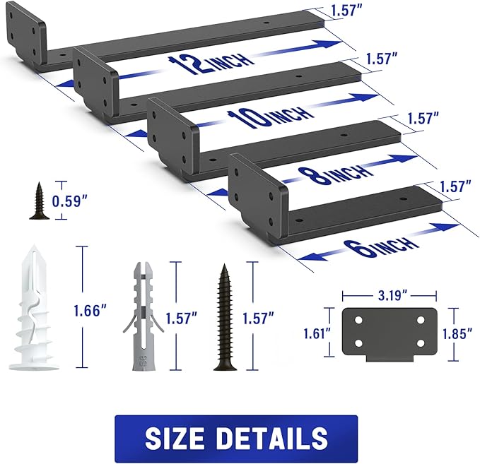 Goovilla Shelf Bracket, Heavy Duty Floating Shelf Brackets 8 inch Long