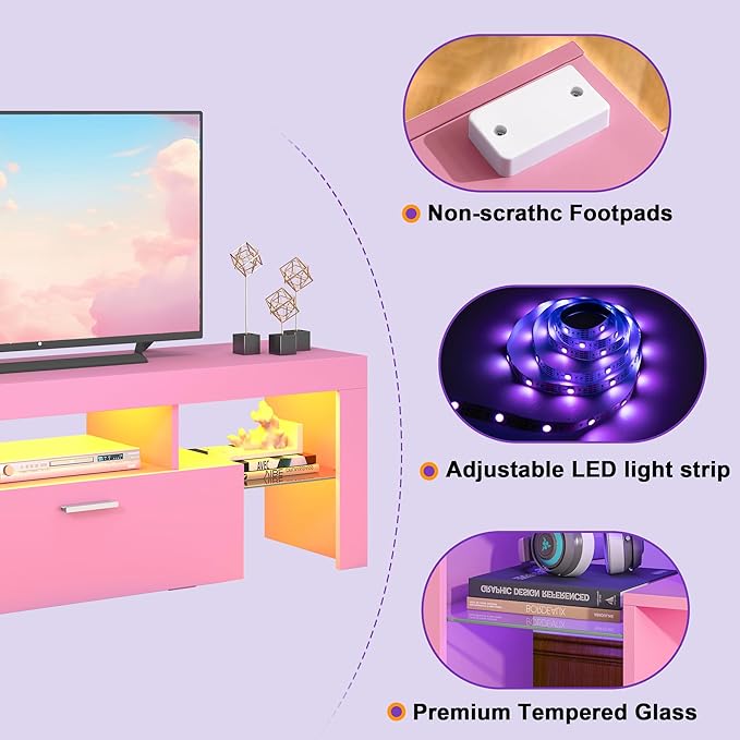 Clikuutory Modern Lighting 51 inch TV Stand