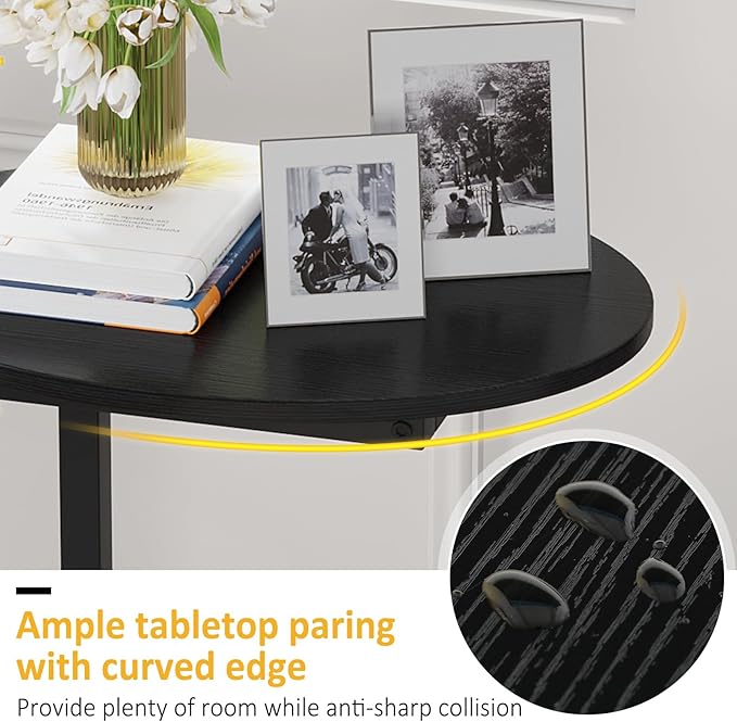 Hosfais Small Side Table End Table, C-Shaped Wood Coffee Table TV Tray