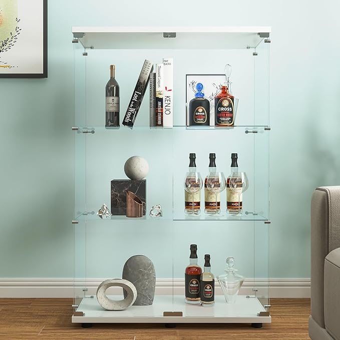 Beauty4U 2-Door Glass Display Cabinet, Collection Display, Quick Installation