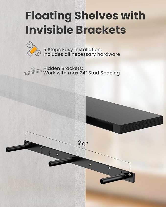 AMADA HOMEFURNISHING Floating Shelves Wall Mounted, 47 x 8 Inch Wall Shelves