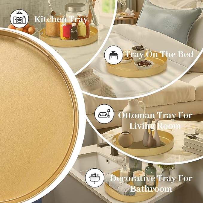 MAONAME 13" Gold Round Decorative Tray