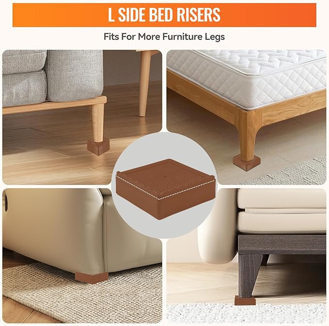 shouwuhho Furniture Risers, 4 Pack Bed Risers