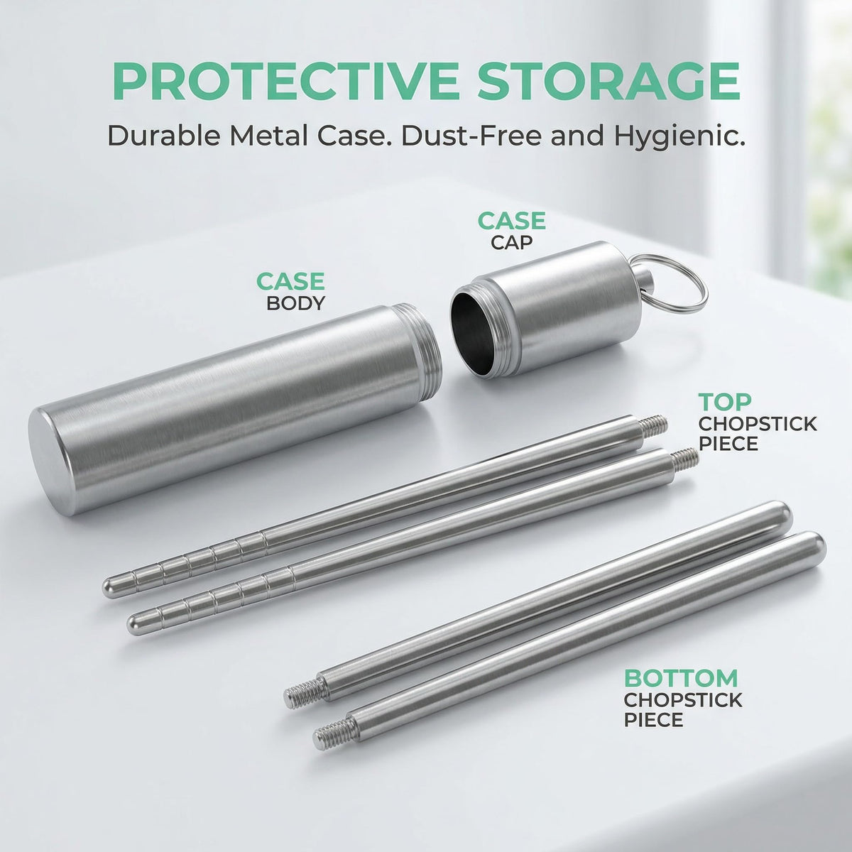 TOYANDONA Portable Folding Chopsticks Set with Storage Case 304 Stainless Steel Travel Cutlery for Outdoor Office Lunch Lightweight and Kitchen Tableware
