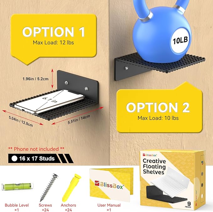 BlissBox 9-Pack Floating Shelves