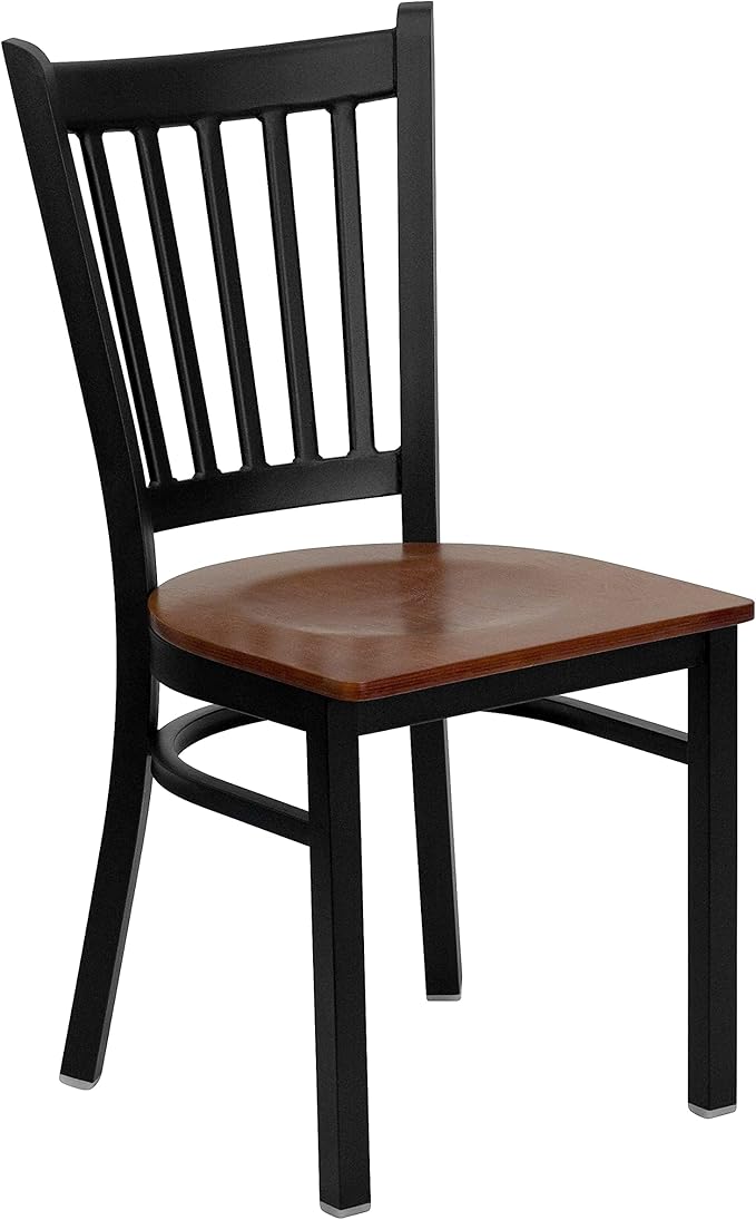 Flash Furniture HERCULES Series Black Vertical Back Metal Restaurant Chair