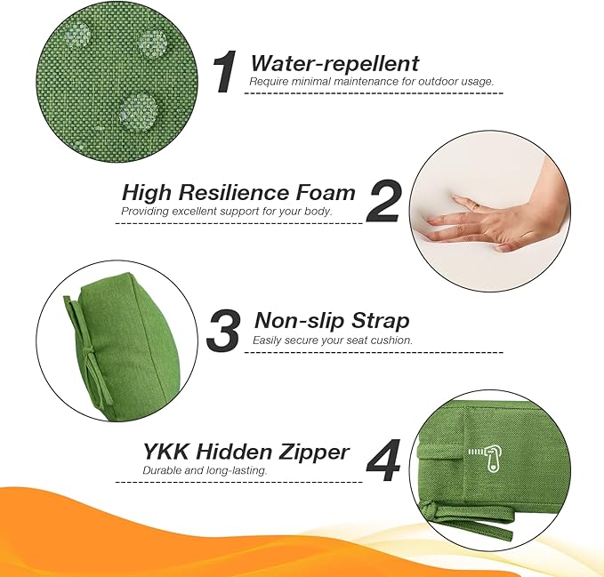 Unimatta Outdoor High Back Chair Cushion Seat Pads, 44 x 21 Inch
