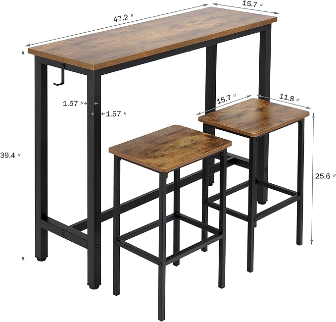 Finnhomy 47" Industrial Bar Table Set
