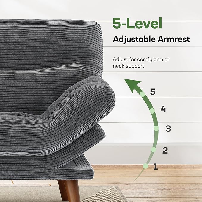 Marsail 66" Convertible Futon Sofa Bed, Corduroy Futon Loveseat Couch