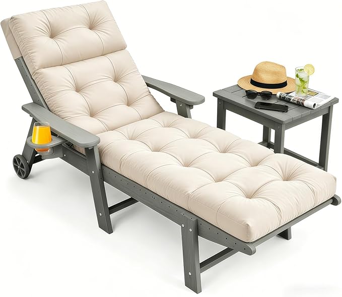 Outdoor Chaise Lounge Cushion, Waterproof 74.4x22x4.7 Inch Thick Cotton Filled