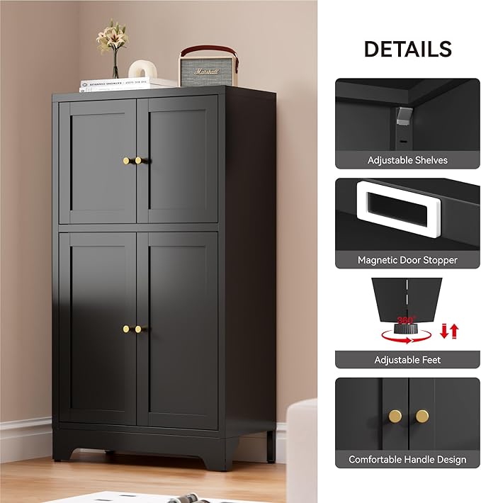 Bevivog Black Metal Locker Cabinet