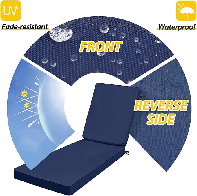 AAAAAcessories Outdoor Chaise Lounge Cushions, Waterproof Patio Furniture