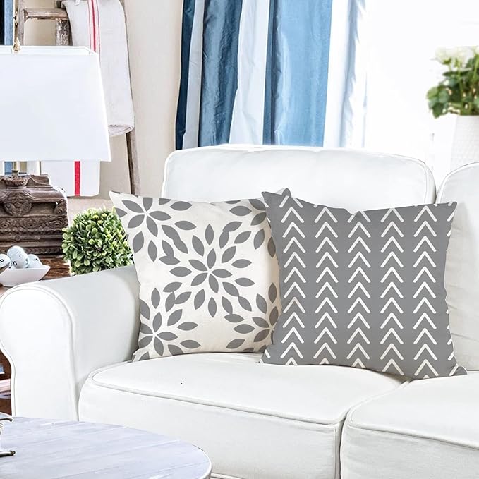 YCOLL Pillow Covers 18x18 Set of 4，Modern Sofa Throw Pillow Cover, Decorative