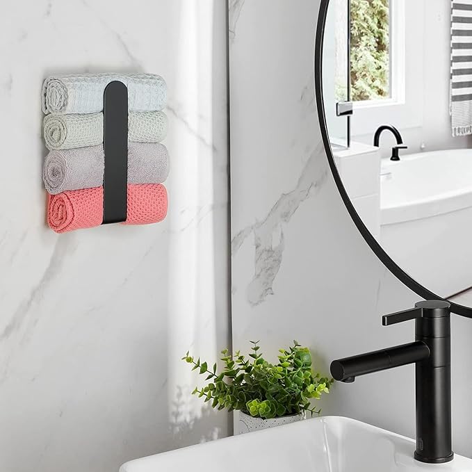 Taozun Hand Towel Bar Bathroom Towel Holder Black Single Towel Rack Self