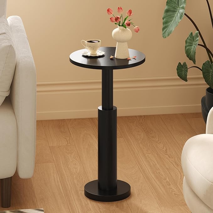 LAATOOREE Small Round Side Table, Accent Drink Coffee Table, Pedestal End Table