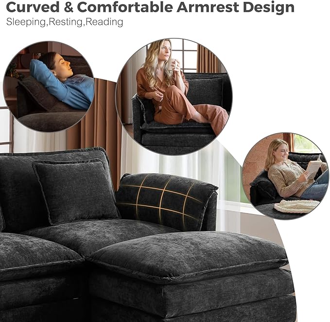 ELUCHANG 150" Modular Sectional Sofa, Comfy Deep Seat Cloud Couch, 6 Seater U