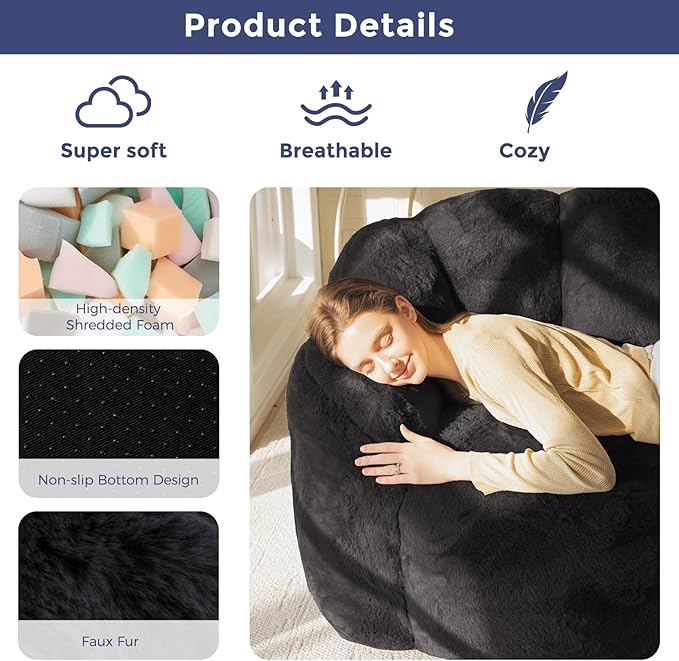 MAXYOYO Bean Bag Chair for Adults, Loveseat Floral Shaped Bean Bag Sofa