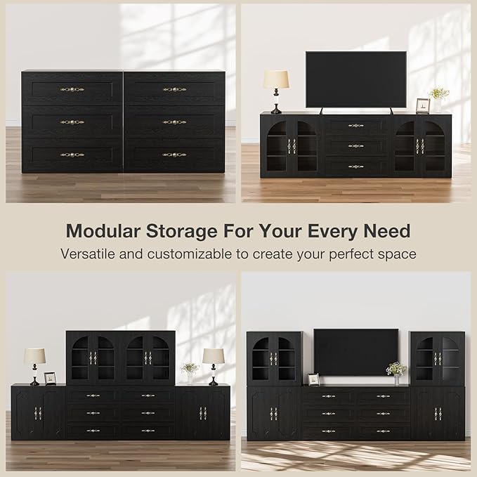 Wooden Dresser with 6 Large Drawers, Storage Cabinet Organizer Sideboard