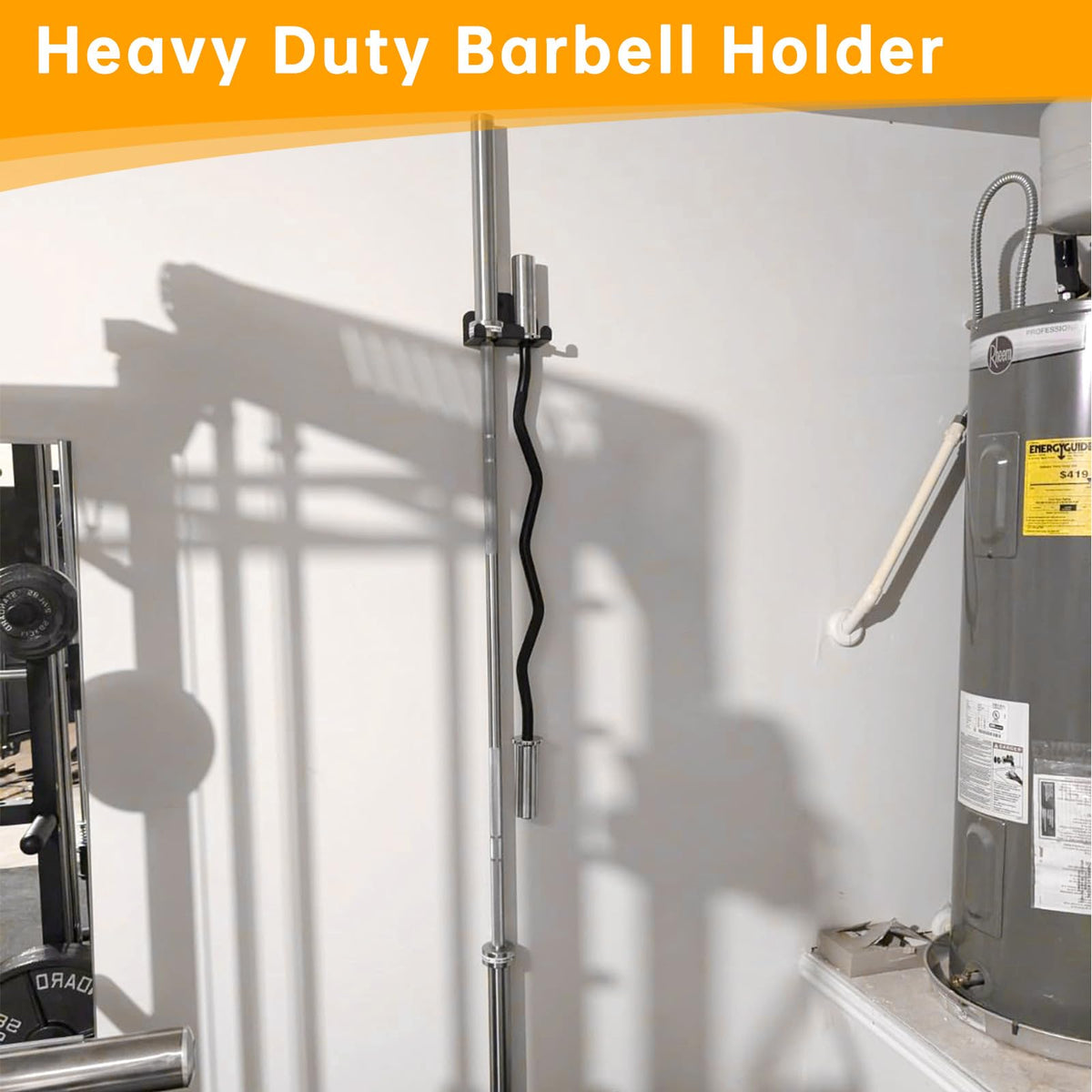 Double Vertical Olympic Barbell Hanger,Heavy Duty Barbell Holder Wall Mount, Garage Gym Bar Wall Rack, Vertical Barbell Mount Rack,Space Saving Commercial or Home Gym Accessory
