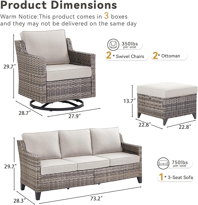 Outdoor Patio Furniture Set-5 Pieces All-Weather Wicker Outdoor Furniture