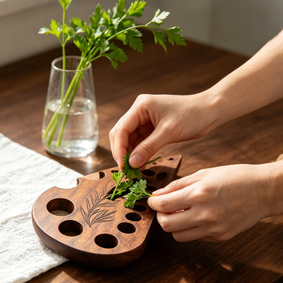 2Pcs Wooden Vegetable Leaf Separator, Handmade Herb Stripper Tool,Fun Kitchen Gadgets, Exquisite Herb Stripper Bowl Gifts for the Kitchen Suitable for Home Use & Chefs