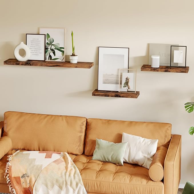 Fixwal Wood Floating Shelves, Wall Shelves Set of 4, Shelves