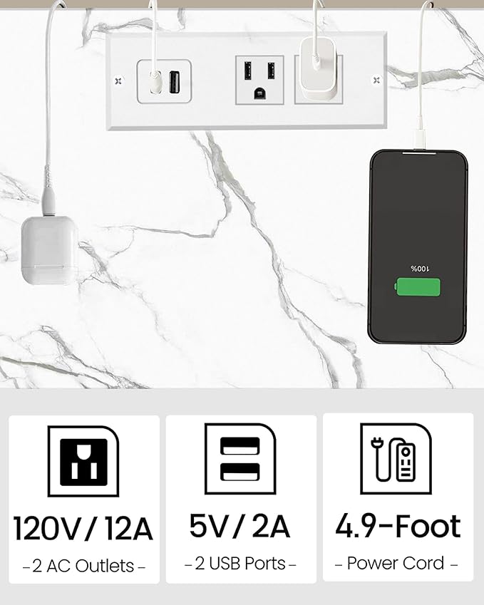 TUTOTAK End Table with Charging Station, Small Side Table with Outlets