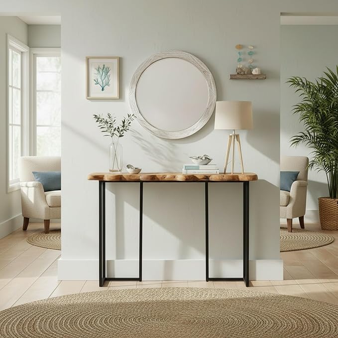 WELLAND Cedar Wood Live Edge Console Table 13" D x 42" W x 33" H Writing Desk
