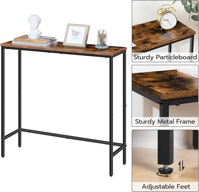 HOOBRO Narrow Console Table, 29.5" Small Entryway Table, Thin Sofa Side Display