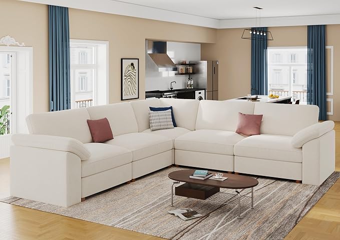EASE MOOSE Sectional Modular Sofa, Oversized L Shape Sectional Wide Deep seat