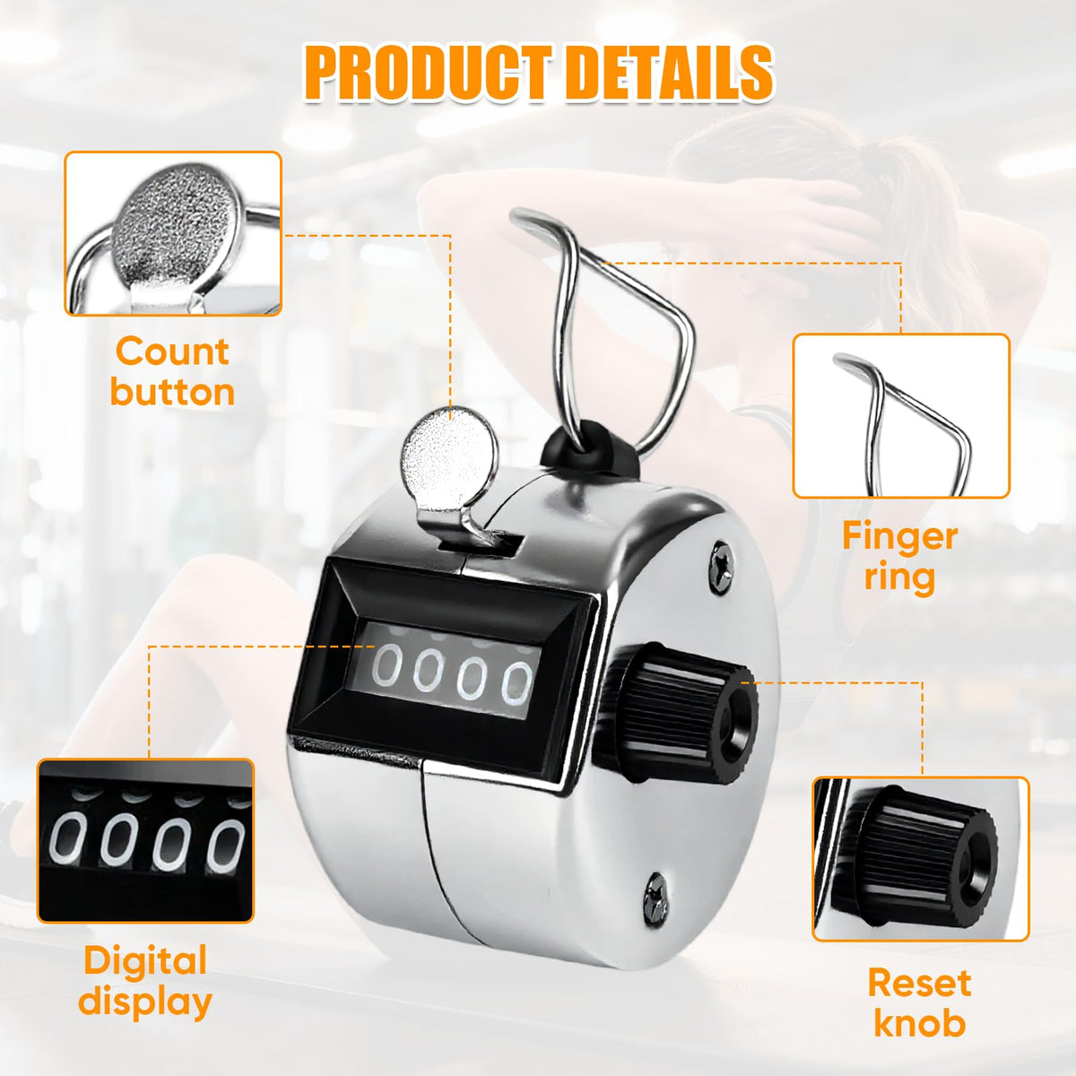 LKbeuuu Metal Handheld Tally Counter, Clicker Counter with 4 Digit Display, Hand Mechanical Counter for Counting, Golf, Baseball, Knitting, Coaching, Fishing and Laps
