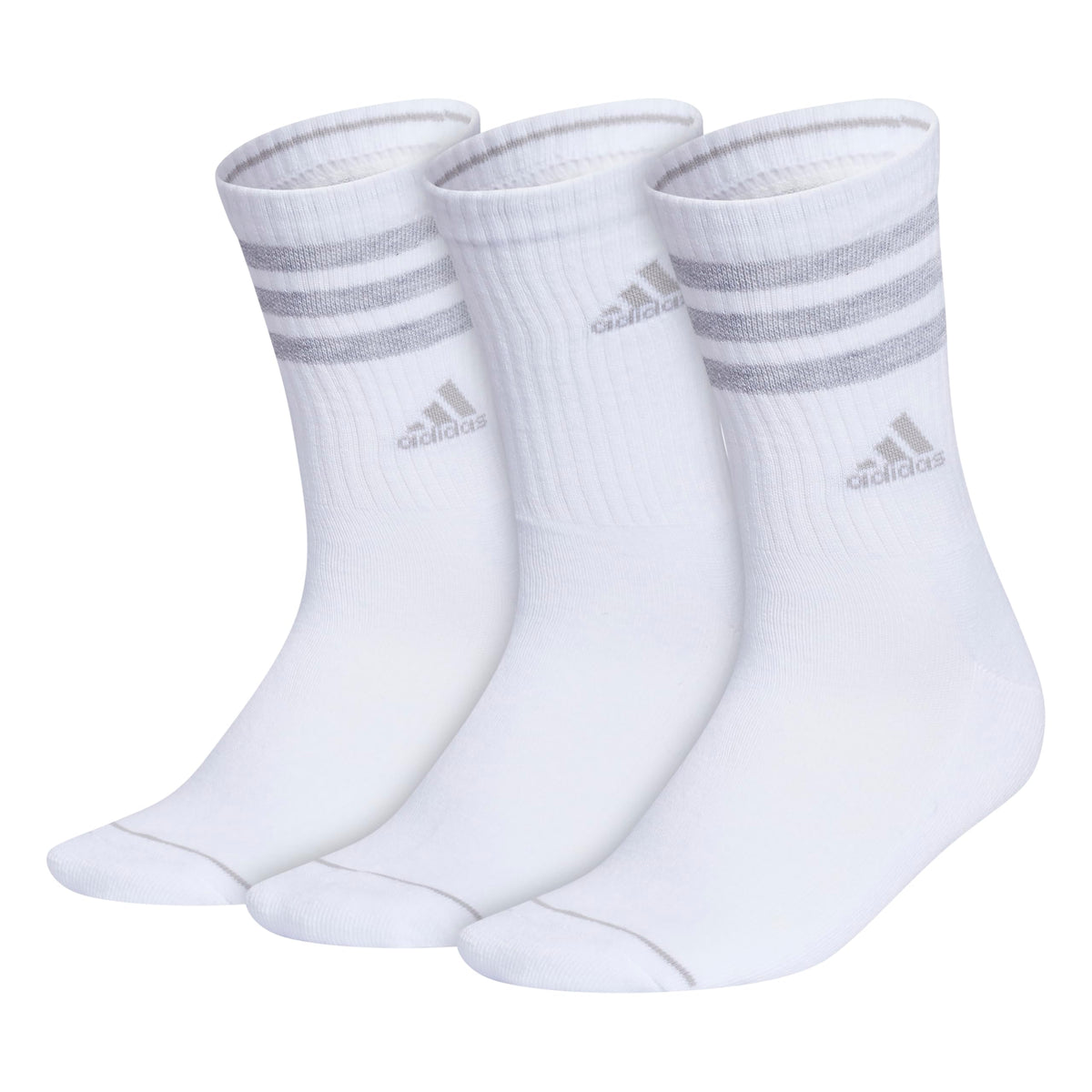 adidas Women's Crew Socks with Arch Compression 3-Pack, Comfortable, Sweat-Wicking, Stylish 3-Stripe