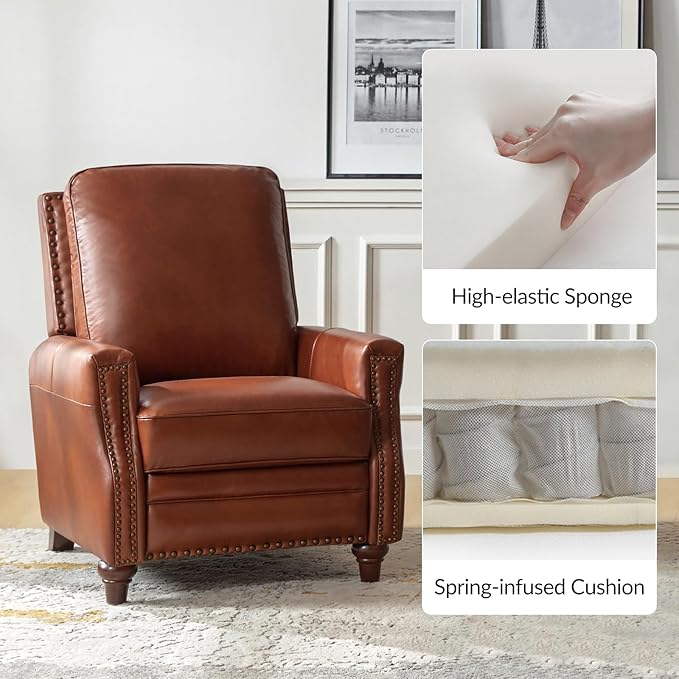 HULALA HOME Genuine Leather Manual Recliner Chair