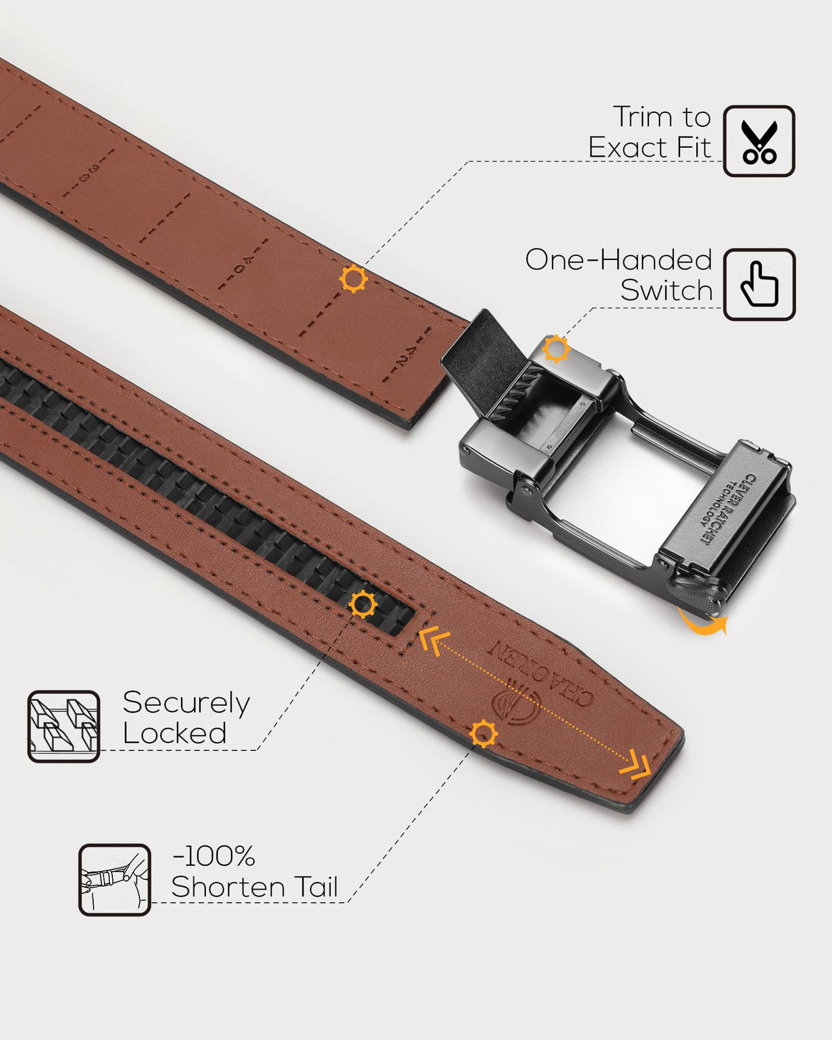 CHAOREN Mens Belts Leather Ratchet - Black Belt Men 1 3/8" - Micro Adjustable Belt Fit Everywhere