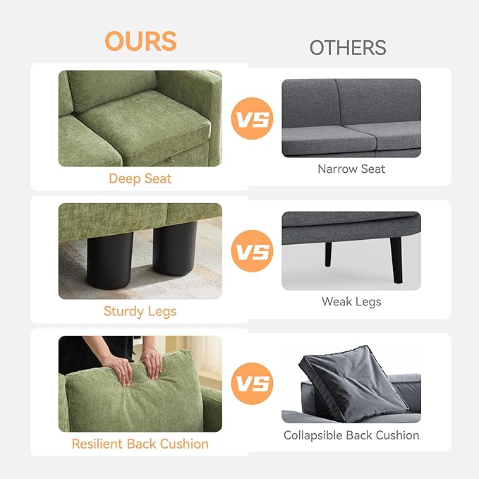 WUTUTUEE 58”Modular Sectional Loveseat Sofa
