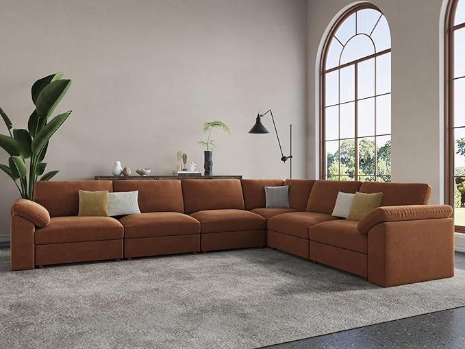 EASE MOOSE Oversized L Shape Sectional Couch, Extra Large Deep seat Brown