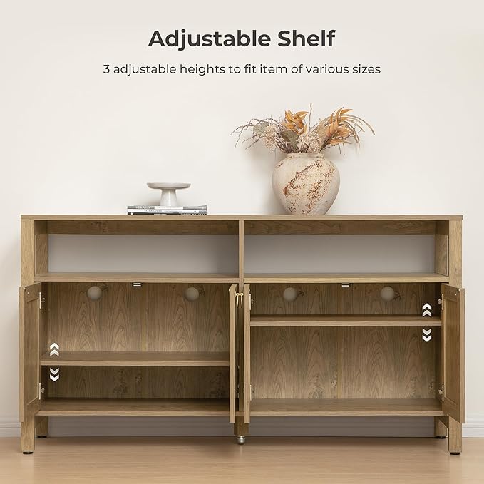 SICOTAS Rattan TV Stand for Television up to 120 Inch