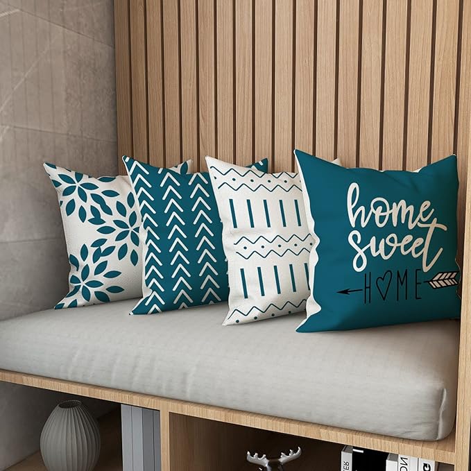 YCOLL Pillow Covers 18x18 Set of 4, Modern Sofa Throw Pillow Cover, Decorative