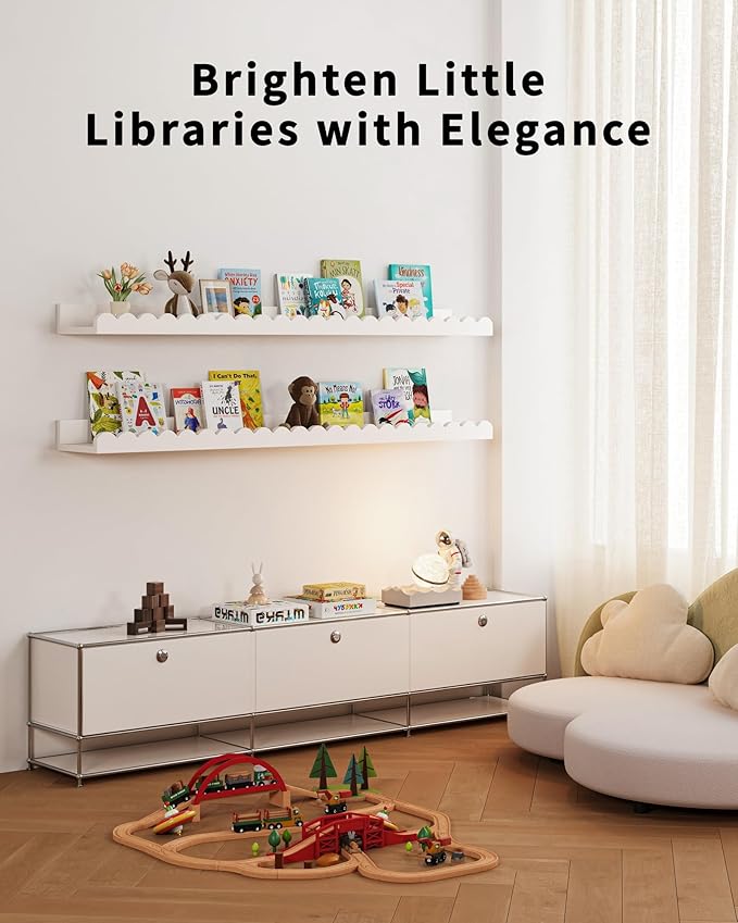 Shario Nursery Book Shelves, Scalloped Shelves, Wall Book Shelves