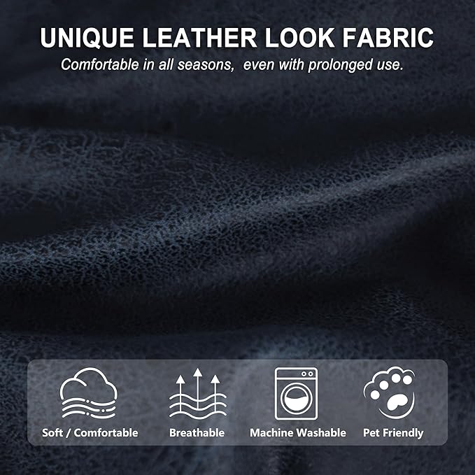 ANARACHON Leather Look Recliner Couch Cover, 8-Pieces Stretch Recliner Sofa