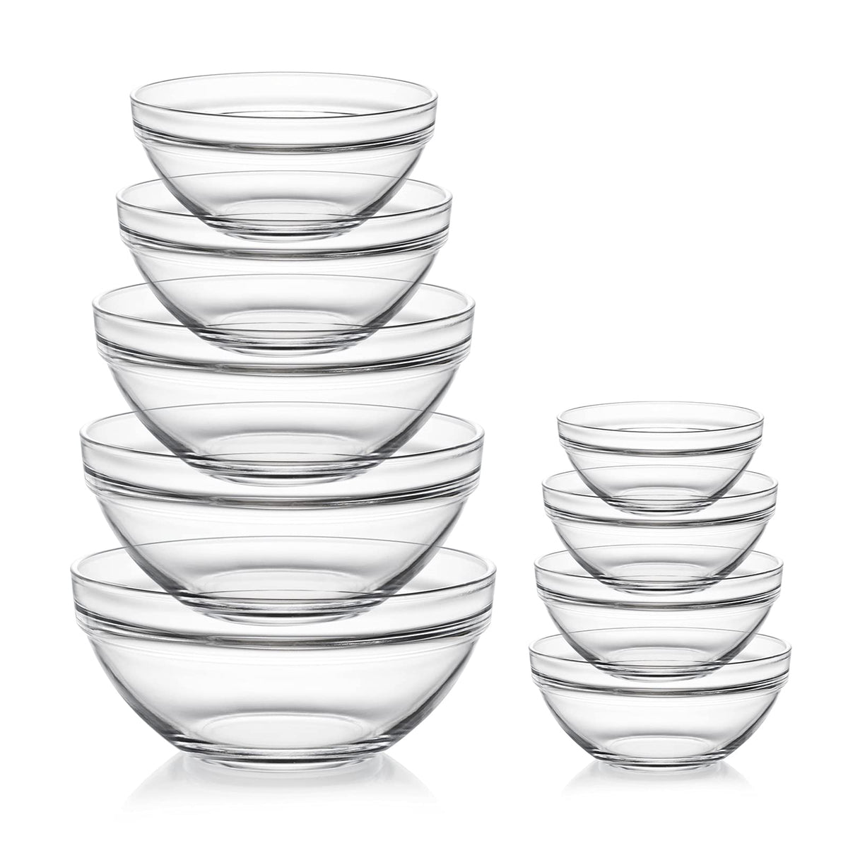 Sweejar Glass Mixing Bowls Set(set of 9),Nesting Bowls for Space Saving Storage,Great for Cooking,Baking,Prepping,Stackable Bowl Set…